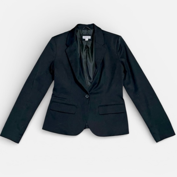 Merona Jackets & Blazers - Merona Black Chic Front Button Long Sleeve Jacket Casual Office Blazer Size 6